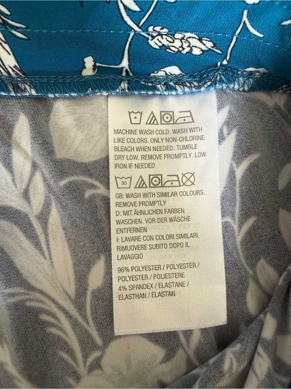 Susan Graver Navy and White Floral Pants with Teal Trim - Picture 3 of 7